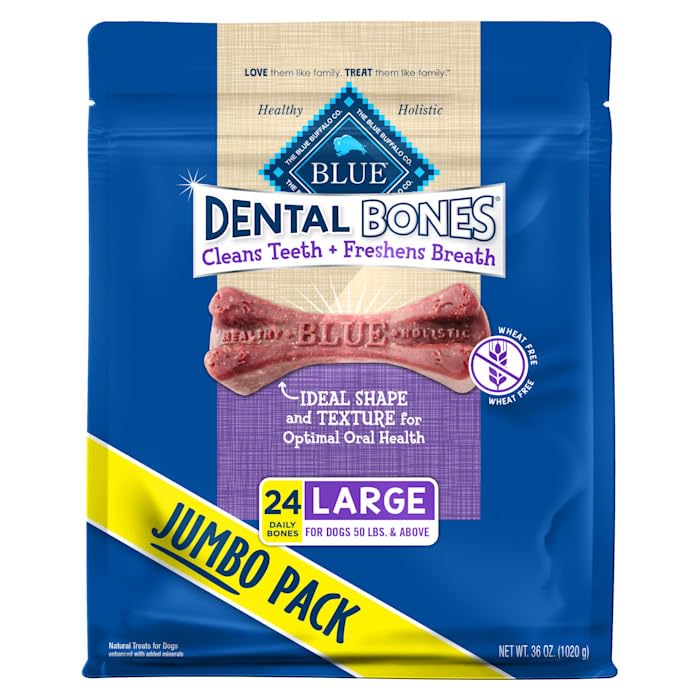 Blue Buffalo Dental Bones Large Natural Dental Chew Dog Treats Bag Jumbo Pack - Image 1
