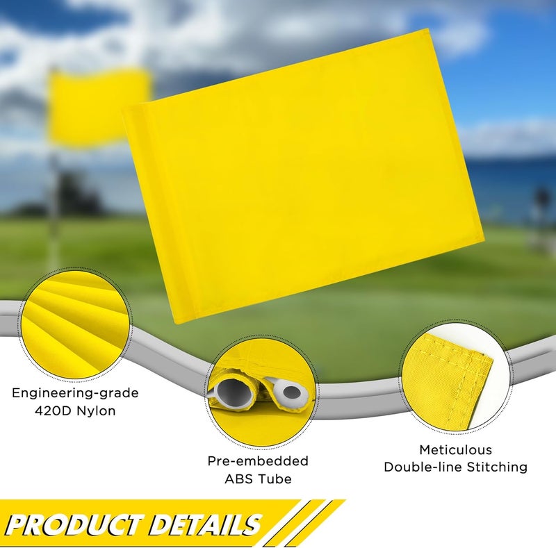 KINGTOP Golf Flag 20x14 Inch - Plain Yellow, 420D Nylon, Tube Inserted - Standard Putting Green Flags for Driving Range, Backyard Practice, Golf Courses, Country Club, 3-Pack - Image 2