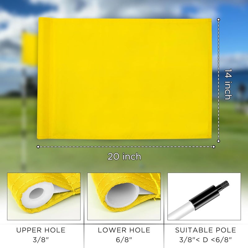 KINGTOP Golf Flag 20x14 Inch - Plain Yellow, 420D Nylon, Tube Inserted - Standard Putting Green Flags for Driving Range, Backyard Practice, Golf Courses, Country Club, 3-Pack - Image 3