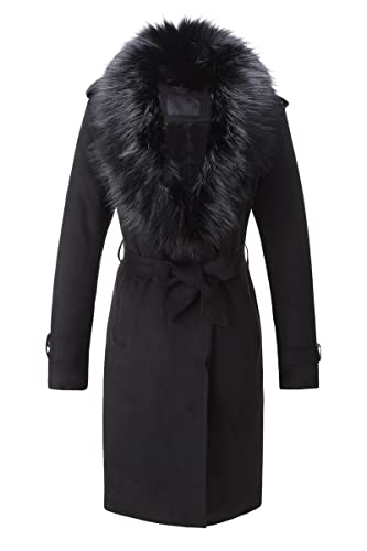 Bellivera Women's Faux Suede Leather Jacket Lapel Outwear Trench Dress Coat Costume FF20 Black M - Image 1