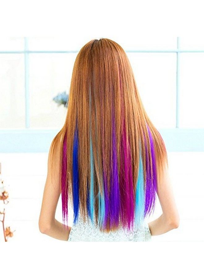 STAR WORK 10 Pack Colored Party Highlights Clip In Hair Extensions For Girls 22 Inches Multicolors Straight Hair Synthetic Hairpieces In The Party - Image 3