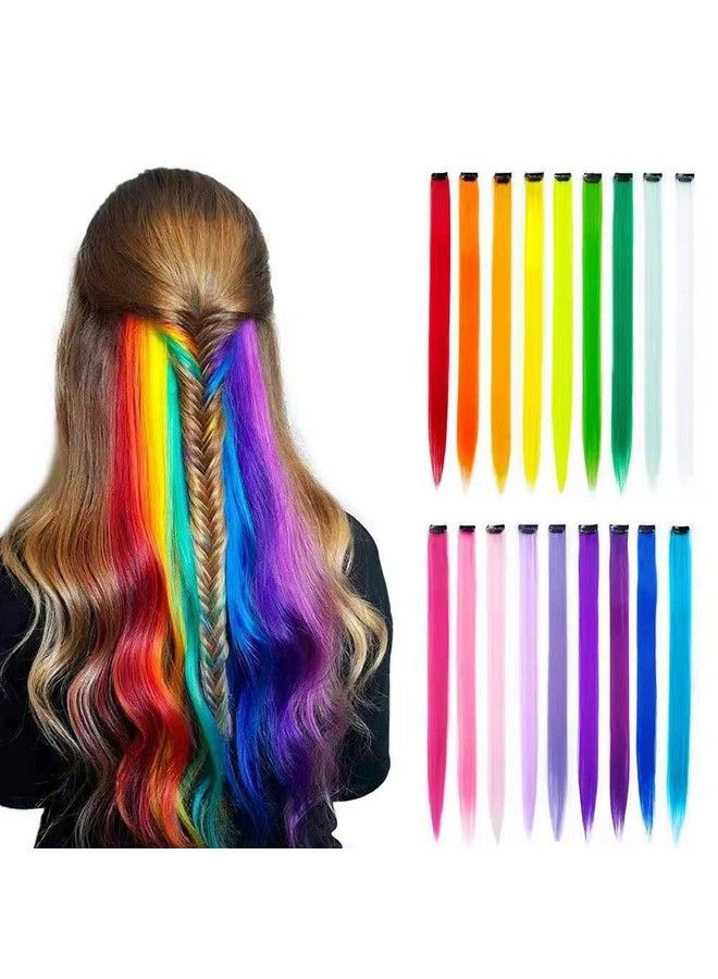 STAR WORK 10 Pack Colored Party Highlights Clip In Hair Extensions For Girls 22 Inches Multicolors Straight Hair Synthetic Hairpieces In The Party - Image 5