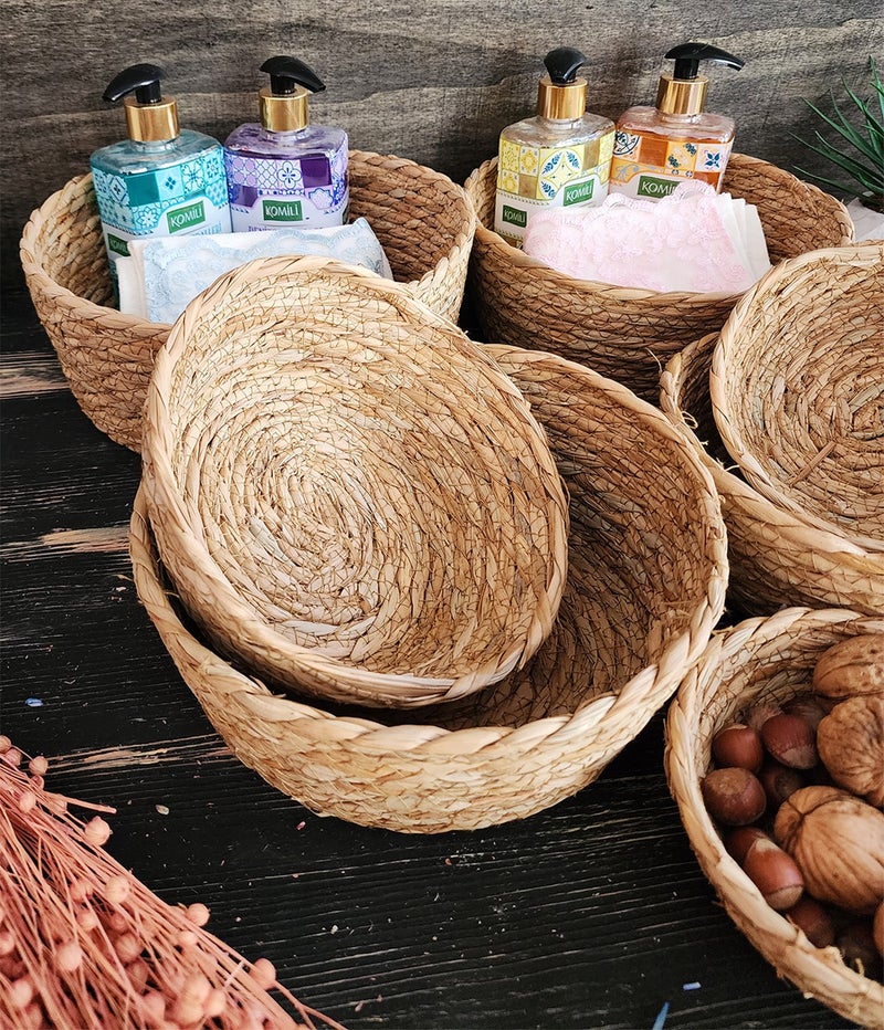 Montesev Narcissus Wicker 7 Basket Storage Box Basket Set Organizer Kitchen Bathroom Organizer Natural - Image 2
