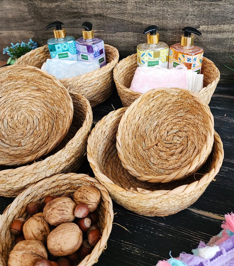 Montesev Narcissus Wicker 7 Basket Storage Box Basket Set Organizer Kitchen Bathroom Organizer Natural - Image 3