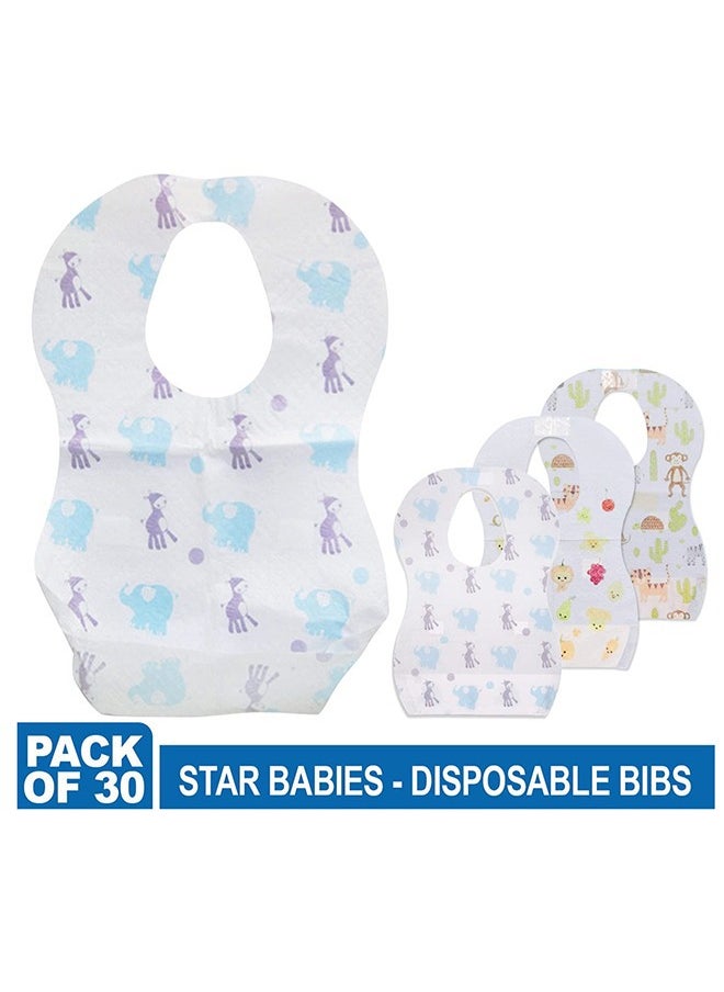 Bebiland 30 Pack Disposable Bibs, Adjustable Baby Bibs Travel Pack for Newborn Infant Baby Toddlers  - Image 3