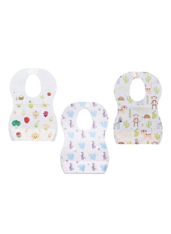 Bebiland 30 Pack Disposable Bibs, Adjustable Baby Bibs Travel Pack for Newborn Infant Baby Toddlers  - Image 2