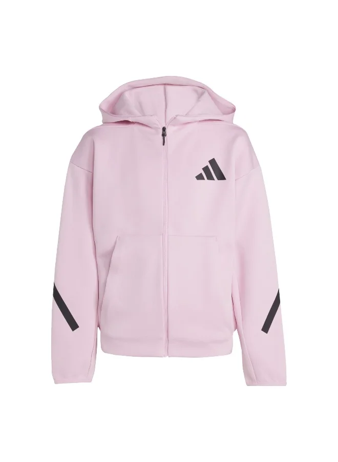 adidas Adidas J Z.N.E.Fz Pink Hooded Track Top Track Tops For Kids
