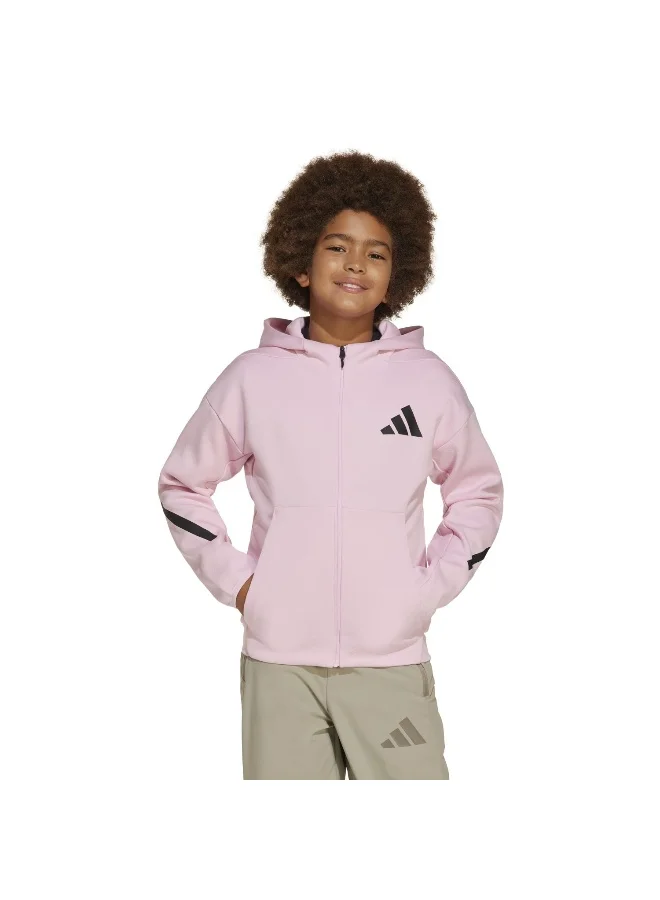 adidas Adidas J Z.N.E.Fz Pink Hooded Track Top Track Tops For Kids
