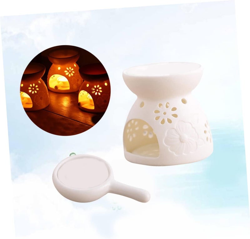 klarako 3pcs Burner Fragrance Ceramic with Holder Incense Aroma Candle Aromatherapy Lamp White Random Color Design Furnace Flowers - Image 3