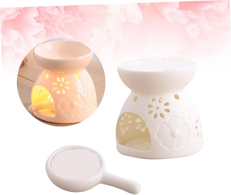 klarako 3pcs Burner Fragrance Ceramic with Holder Incense Aroma Candle Aromatherapy Lamp White Random Color Design Furnace Flowers - Image 2