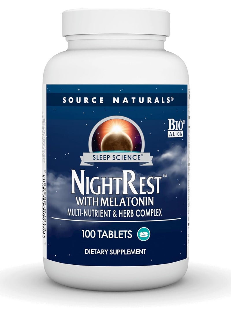 SOURCE NATURALS - Source Naturals Sleep Science NightRest with Melatonin 100 TABLETS - Image 1