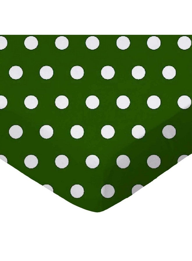 SHEETWORLD.COM SheetWorld 100% Cotton Percale Extra Deep Fitted Portable Mini Crib Sheet 24 x 38 x 5.5, Polka Dots Hunter Green, Made in USA - Image 1