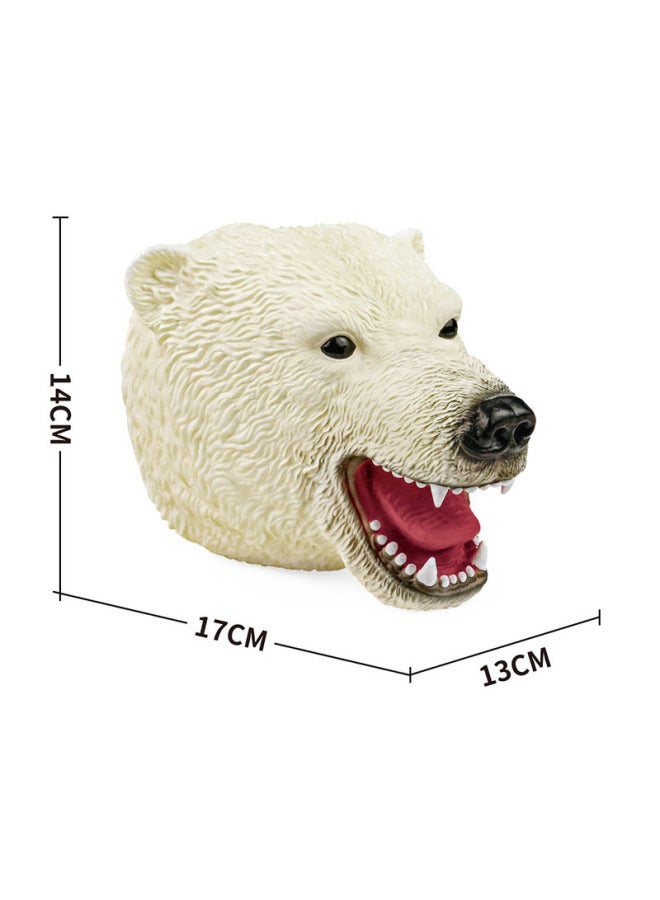 Soft Rubber Dinosaur Hand Puppet Toy Realistic Tyrannosaurus Shark Head Animal Heads For Children Aged 3-6 Years Old-Color:Polar Bear  - Image 1
