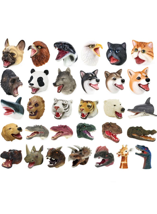 Soft Rubber Dinosaur Hand Puppet Toy Realistic Tyrannosaurus Shark Head Animal Heads For Children Aged 3-6 Years Old-Color:Polar Bear  - Image 4