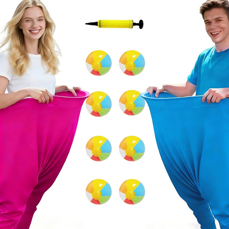 IJEUH Granny Pants Yard Game 2Pcs Granny Pants Outdoor Party Game Granny Pants Outdoor Game with 8 Bouncy Balls and Pump Fun Family Reunion Adult Yard Games for Groups - Image 2