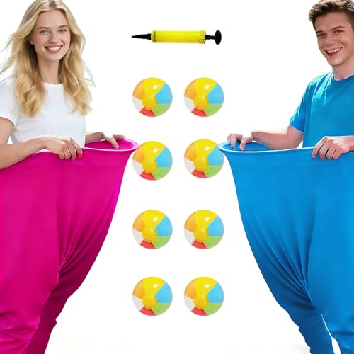 IJEUH Granny Pants Yard Game 2Pcs Granny Pants Outdoor Party Game Granny Pants Outdoor Game with 8 Bouncy Balls and Pump Fun Family Reunion Adult Yard Games for Groups - Image 1