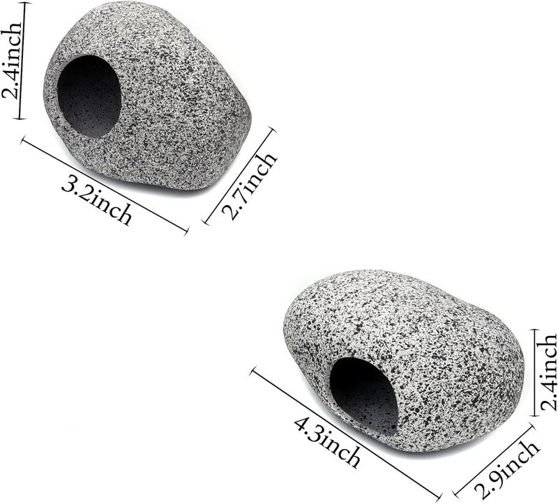 JIH Aquarium Decorations Rock, Ceramic Shelters - Shrimp Habitat, Breeding Tube, Hiding cave, Stackable Fish Tank Decor Cave for Hiding, Betta Fish (J001+J002) - Image 2