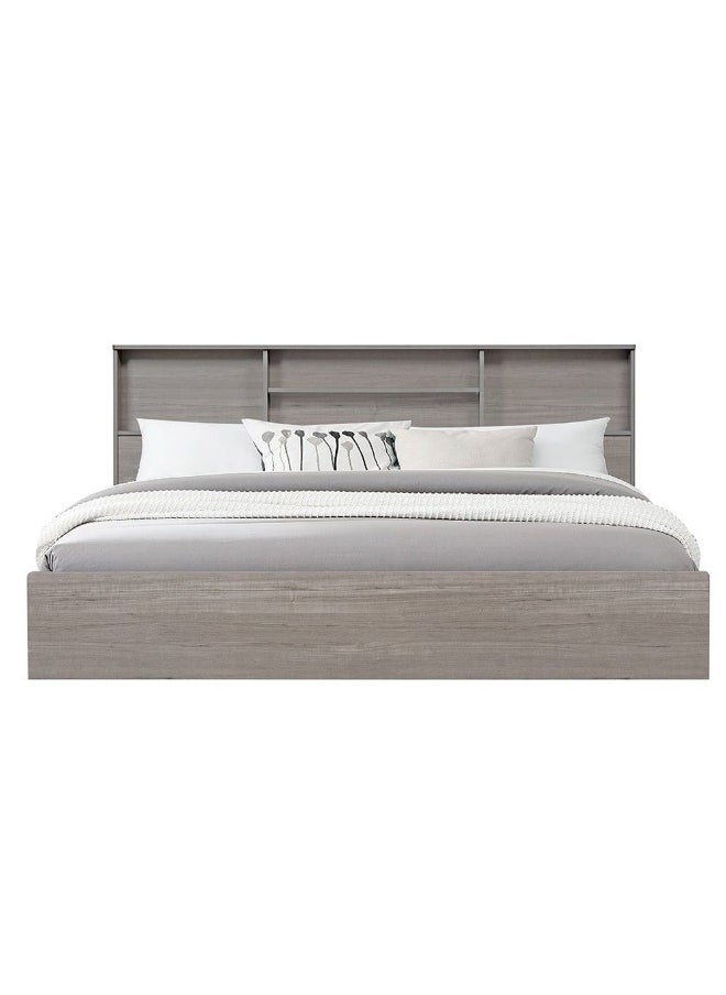 DANUBE HOME Gamorah New 180x200 King Bed Set with 1 Nightstand, Dresser, Mirror & Stool Modern King Size Bed Set for Bedroom, Stylish Furniture Set with Storage & Elegant Design - Warm Grey  - Image 5