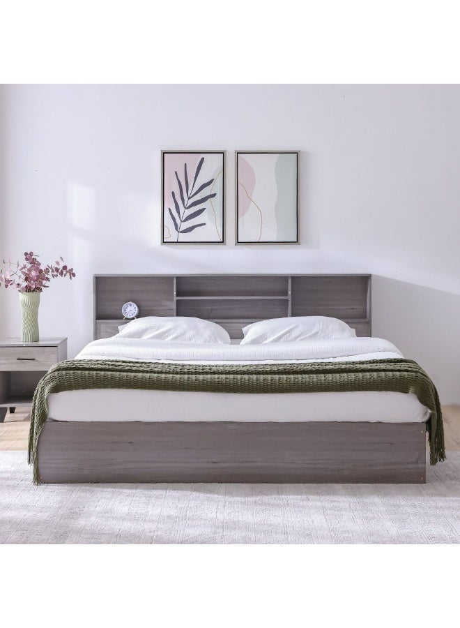 DANUBE HOME Gamorah New 180x200 King Bed Set with 1 Nightstand, Dresser, Mirror & Stool Modern King Size Bed Set for Bedroom, Stylish Furniture Set with Storage & Elegant Design - Warm Grey - Image 3