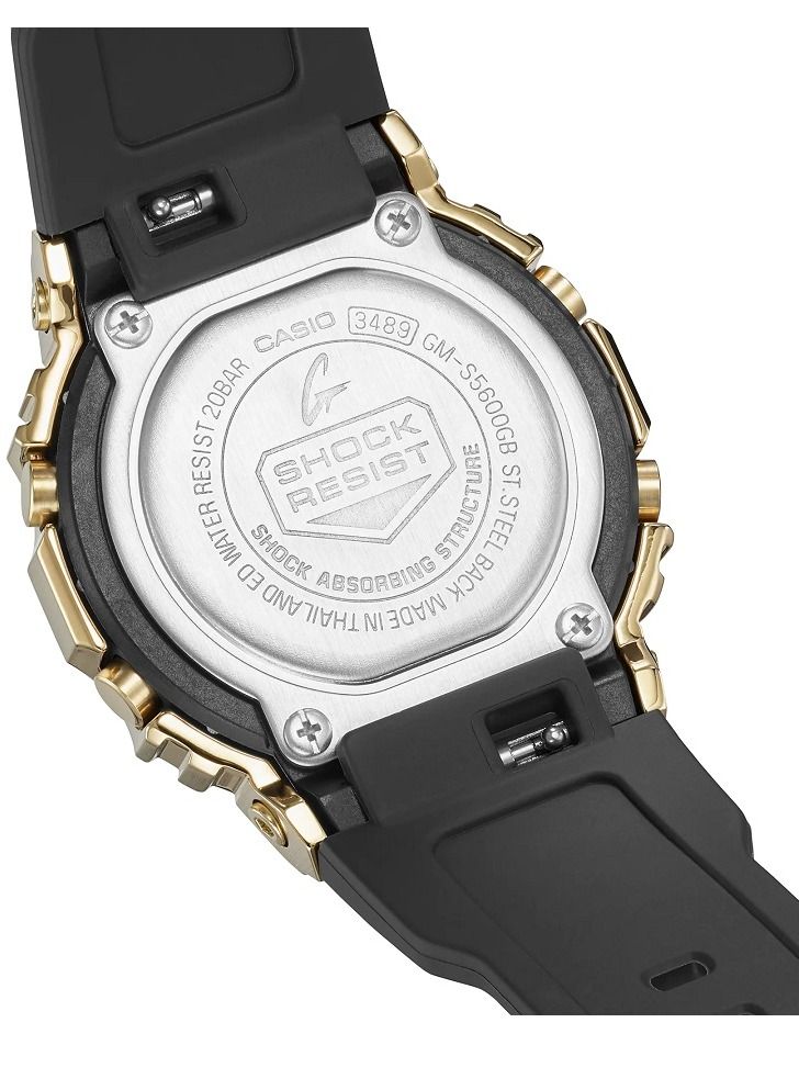Casio Women Watch G-Shock Square Digital Black Dial Gold ion Plated Bezel Resin Band GM-S5600GB-1DR - Image 3