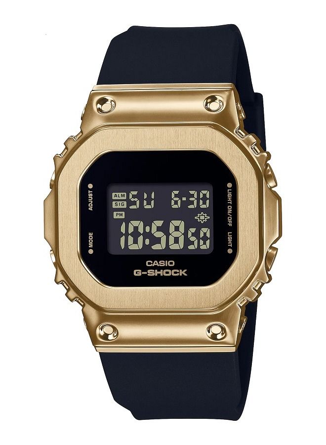 Casio Women Watch G-Shock Square Digital Black Dial Gold ion Plated Bezel Resin Band GM-S5600GB-1DR - Image 1