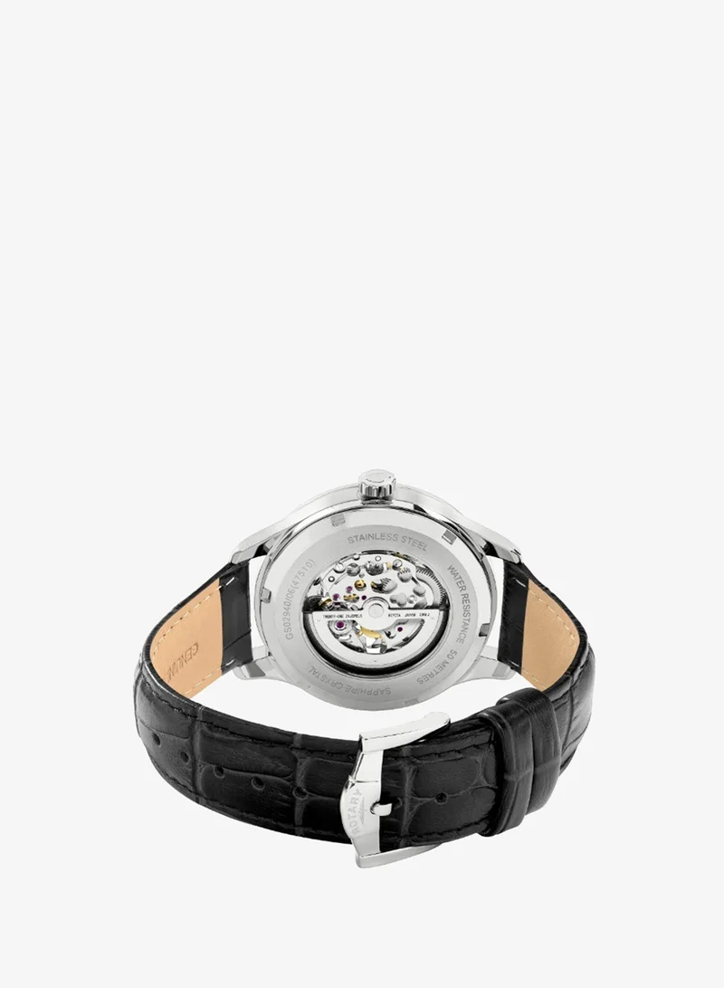 Rotary  Rotary Men's GreenwichStainless steel Black Leather Strap Watch - GS02940/06 for Men | Best Price UAE