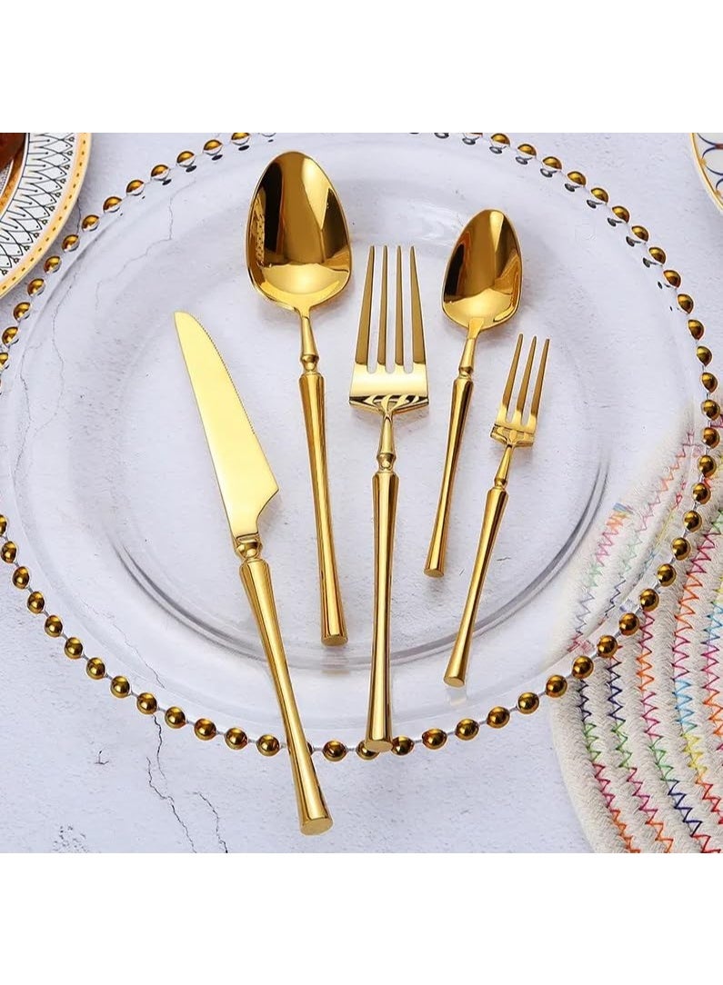 Mado Gallery Luxury Cutlery Set of 6 – Stainless Steel Flatware, Rose Gold, Black, Silver, Golden – Mirror Polished, Dishwasher Safe, with Gift Box – For Home & Restaurant (Golden) - Image 1