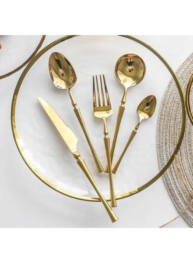 Mado Gallery Luxury Cutlery Set of 6 – Stainless Steel Flatware, Rose Gold, Black, Silver, Golden – Mirror Polished, Dishwasher Safe, with Gift Box – For Home & Restaurant (Golden) - Image 3