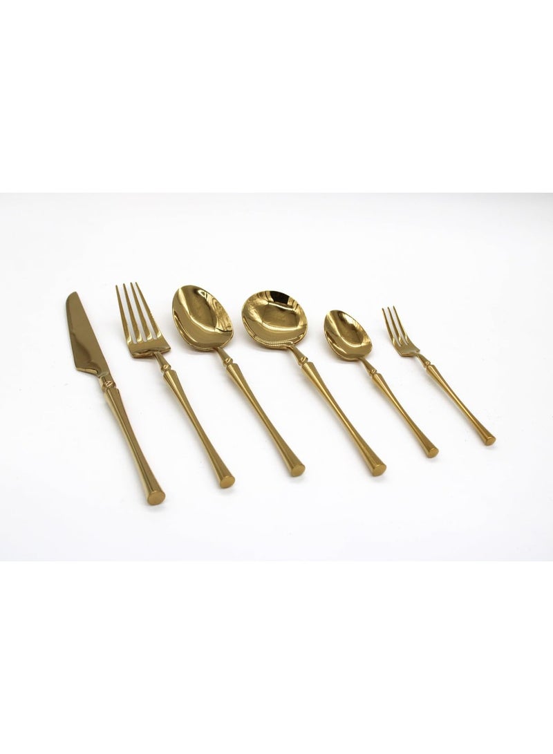 Mado Gallery Luxury Cutlery Set of 6 – Stainless Steel Flatware, Rose Gold, Black, Silver, Golden – Mirror Polished, Dishwasher Safe, with Gift Box – For Home & Restaurant (Golden) - Image 5