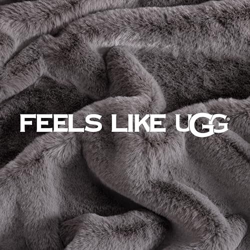 UGG Euphoria Faux Fur Throw Blanket, Oversized Soft Throw for Bed or Couch, Luxury Bedroom Decor, Plush Blankets, Machine Washable, 50-inch x 70-inch, Charcoal Grey - Image 5