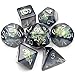 Haxtec DND Dice Set 7PCS Resin Dice Set Black with Iridescent Mylar Inclusion Polyhedral DD Dice for Roleplaying Dice Games Compatible with Dungeons and Dragons - Image 2