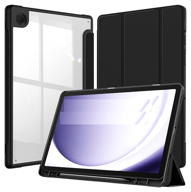 غطاء حماية لجهاز سامسونج جالاكسي تاب A9 بلس مقاس 11 بوصة، غطاء هجين لهاتف سامسونج جالاكسي تاب A9 بلس/تاب A9+ غطاء تابلت بظهر شفاف - اسود