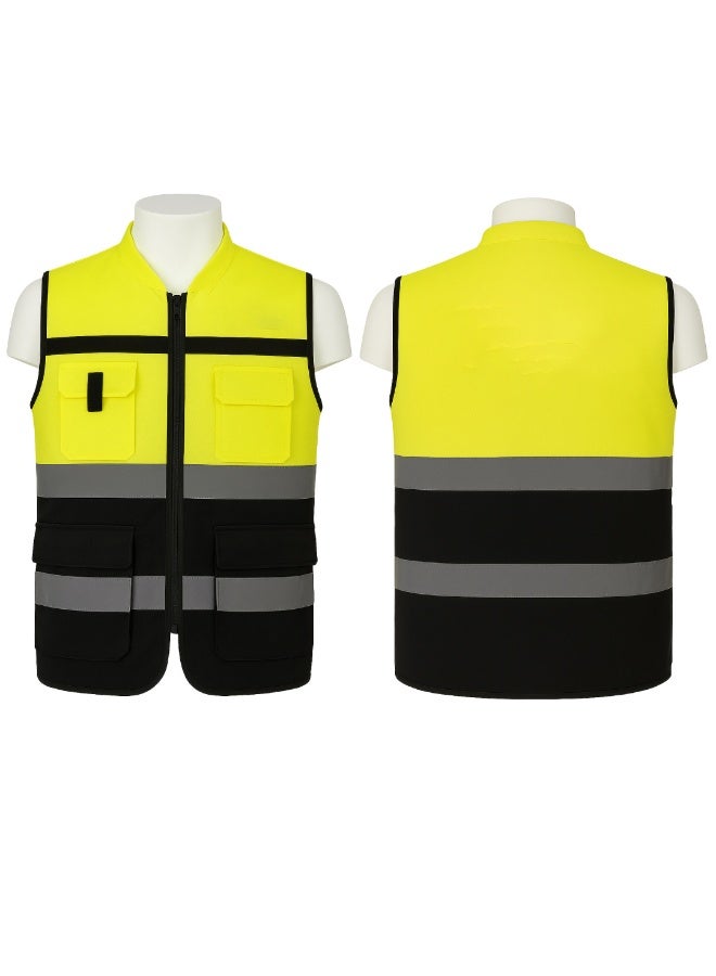 High Visibility Engineer Vest - Reflective Safety Vest with Pockets – Yellow/Black - Image 1