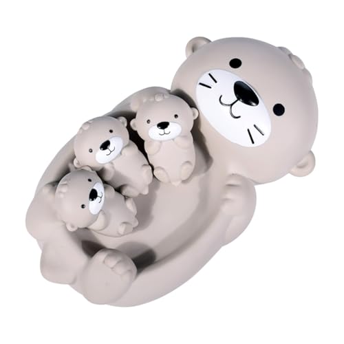 Miracland Otter Bath Toy Set Mother and 3 Baby Otters Lovely Family Tub Toy ParentChild Floating Water Toy Soft Squeeze Bathtub Toy for Babies - Image 1
