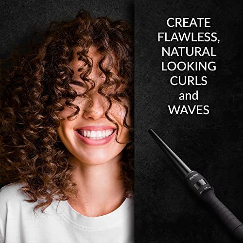 KARMIN G3 Salon Pro Clipless Tourmaline Ceramic Hair Curling Wand Iron Tapered Barrel for 1/2-1-inch Curls, Professional Hot Curler, Beach Waver, Quick Fast Heat, Dual Voltage, Black - Image 3