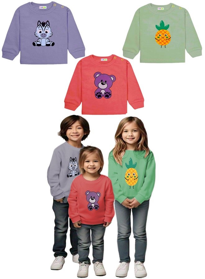 Toddylon T Shirts for Baby Boys & Baby Girls Full Sleeve Cotton Tees Regular Fit Tops | Casual T-Shirts | Sweatshirts | Kids Top (Tshirts Only) (12-18 Months, Pack of 3), Multicolor - Image 1