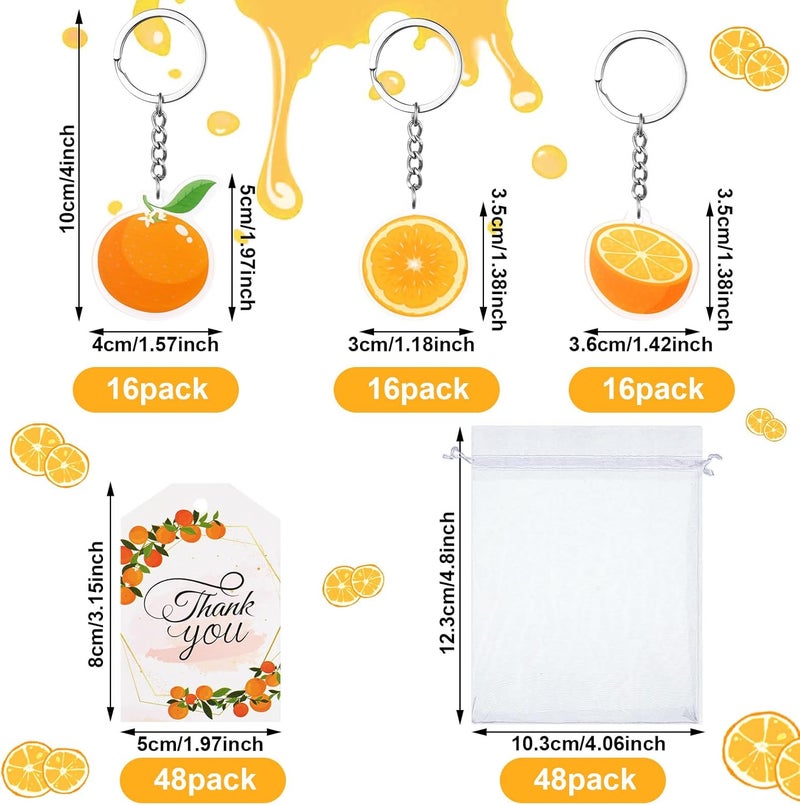 Sureio Little Cutie Baby Shower Party Favors Includes Orange Keychains White Organza Bags Thank You Tags Fruit Theme Party Favors School Rewards for Birthday Bridal Wedding Party Return Gifts 24 Sets - Image 2
