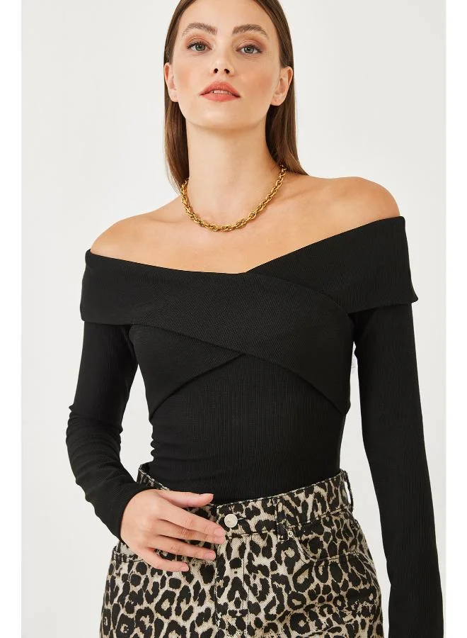 Ginger Off Shoulder Foldover Detail Top