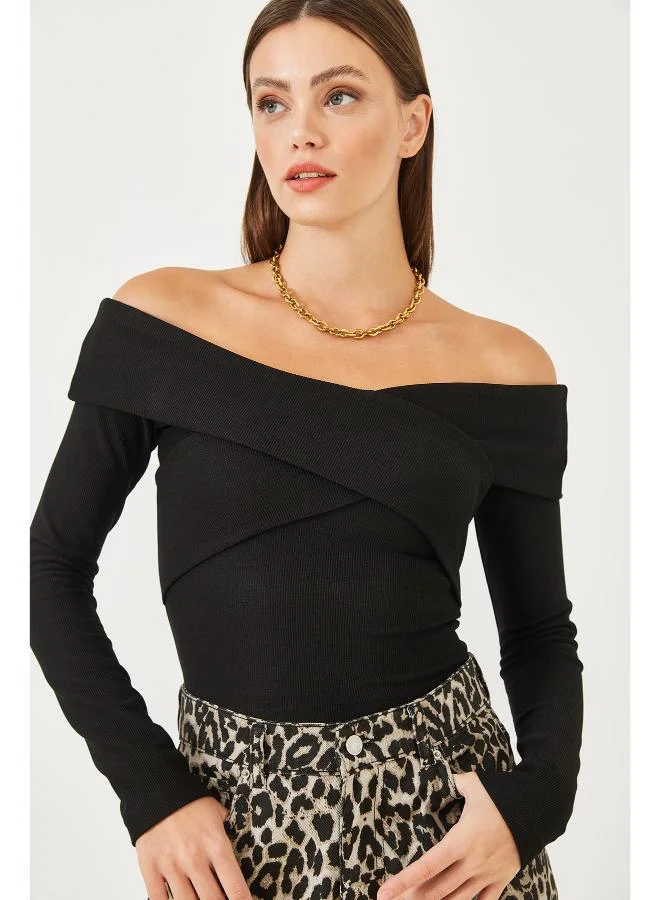 Ginger Off Shoulder Foldover Detail Top