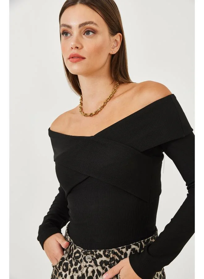 Ginger Off Shoulder Foldover Detail Top