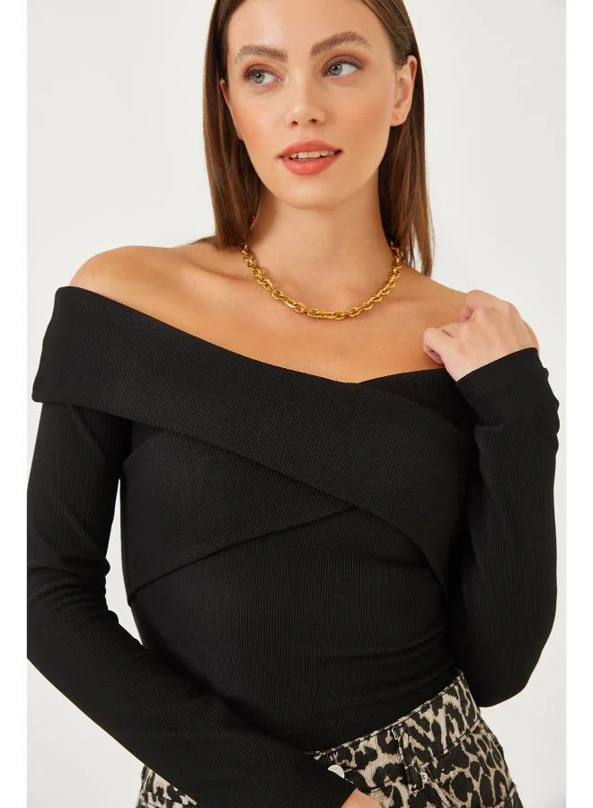 Ginger Off Shoulder Foldover Detail Top