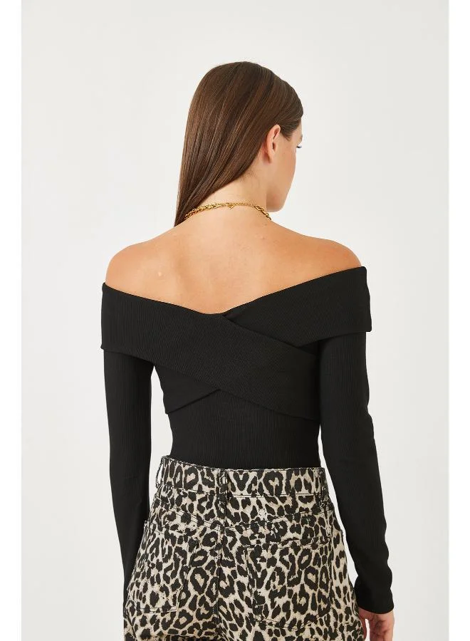 Ginger Off Shoulder Foldover Detail Top