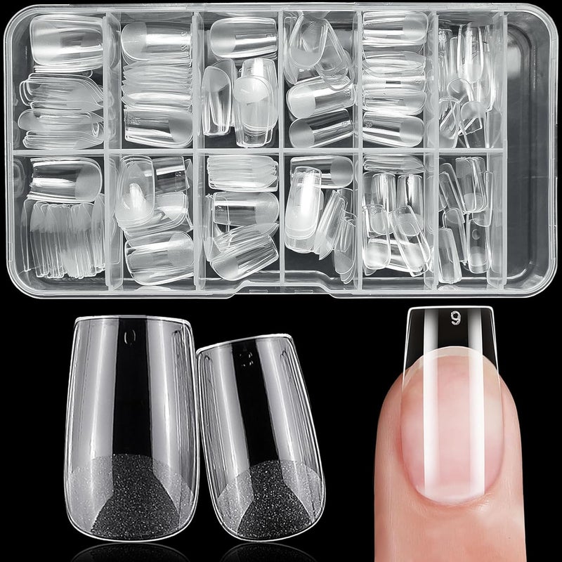 LifexTol 240pc Square Gel Nail Tips Short Fake Nails for Press on Nails Clear Acrylic Nails Tips, 12 Sizes Full Cover Nail tips Square Soft Gel Nail Tips False Nails Extension Artificial Fingernail