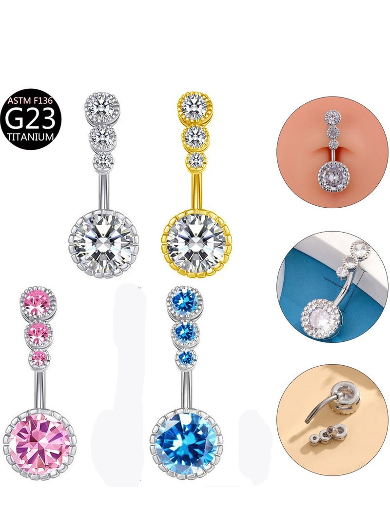 زر بطن فضي من التيتانيوم الطبي - مرصع بـ zirconia البراق ومضاد للحساسية بشكل كامل. بجودة طبية تناسب البشرة الحساسة، ولمسة فاخرة للبيكيني والحفلات