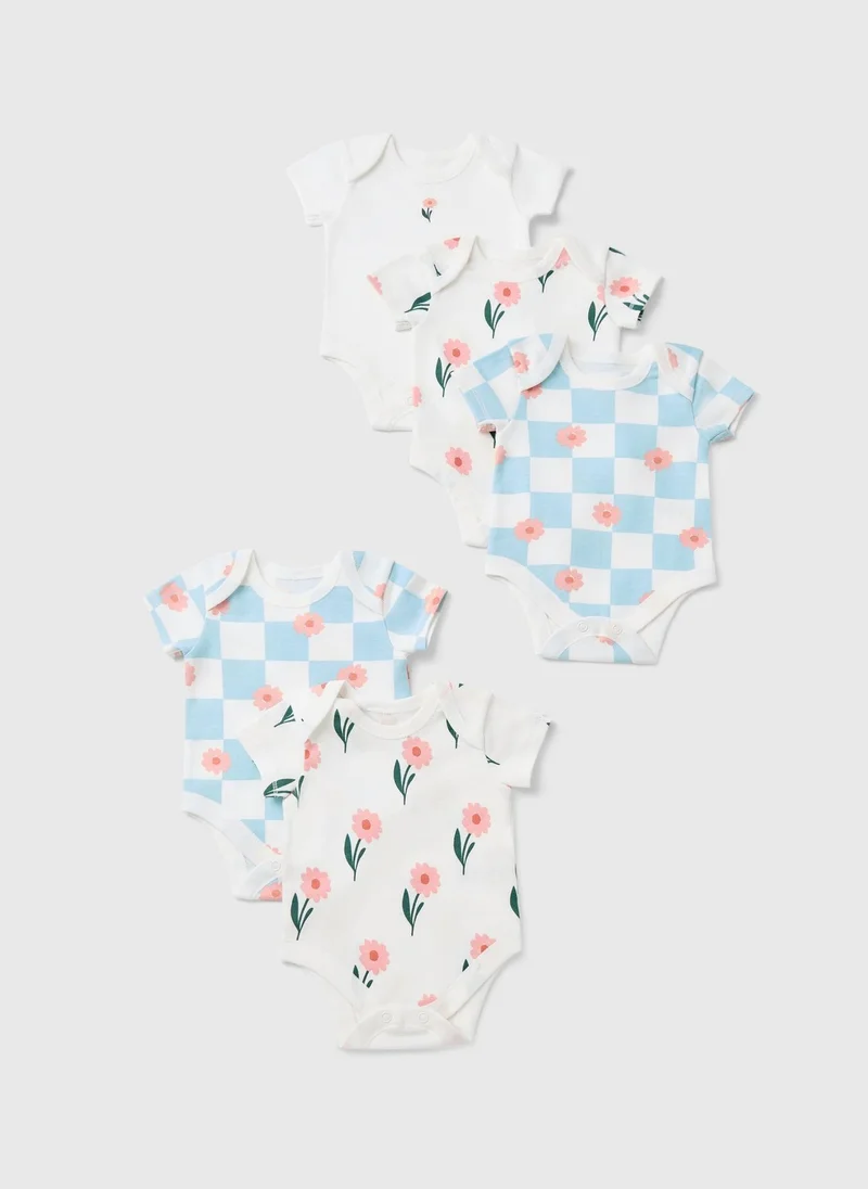 ماتلان خمس قطع بودي سوت أطفال بزهرة بيضاء