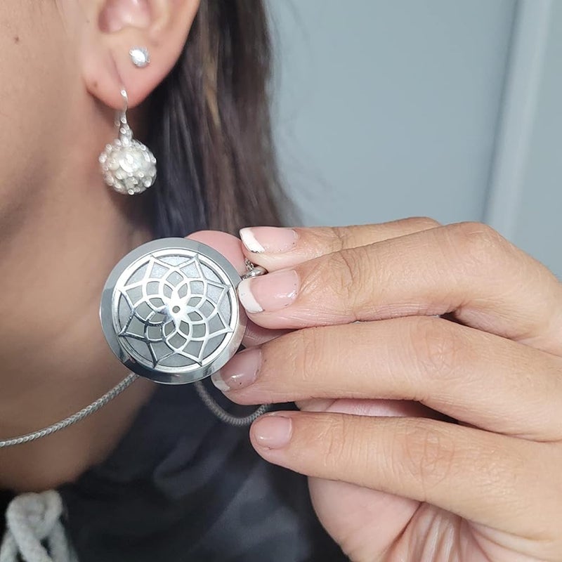 GFONDINGD Aromatherapy Essential Oil Diffuser Necklace Stainless Steel lnspirational Locket Pendant（Sunflower） - Image 5