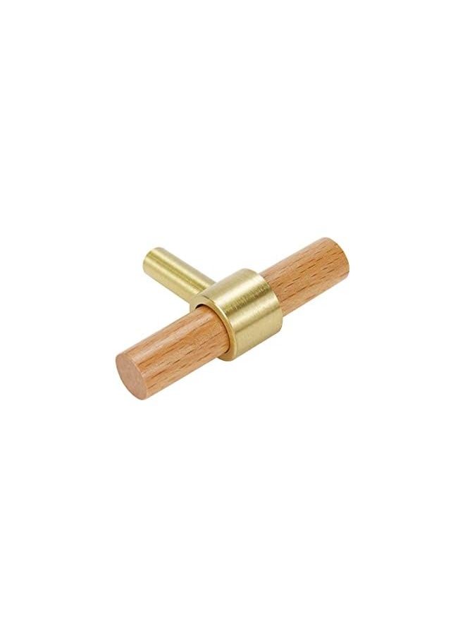 PROMASS promass 4pcs Solid Wood Brass Dresser Knobs,Modern Wooden Gold Pull Handles and Knobs for Kitchen Cabinet Handles 2.36" Single Hole Drawer Knobs  - Image 4