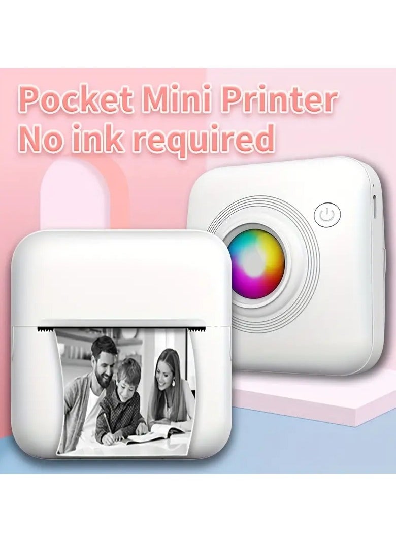 Generic - A Small Portable Wireless Thermal Printer That Does Not Require Lnk It Is Rechargeable It Pairs Wirelessly Via Bluetooth With Mobile Phones Tablets And Laptops To Print Your Own Photos Stickers Small Notes Thank You Cards Barcode Scans Or Websites Easy To Use And Portable In The Pocket Color The Image Is Black And White Not In Color And The Special Paper For The Printer Is Thermal Paper (There Is Adhesive Or Transparent Adhesive Paper Or Colored Thermal Paper That Is Sold Separately And is Not Included With The Printer) The Color Of The Printer Is White - Image 1