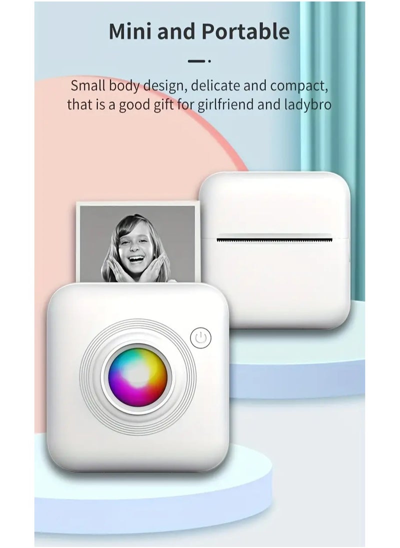 Generic - A Small Portable Wireless Thermal Printer That Does Not Require Lnk It Is Rechargeable It Pairs Wirelessly Via Bluetooth With Mobile Phones Tablets And Laptops To Print Your Own Photos Stickers Small Notes Thank You Cards Barcode Scans Or Websites Easy To Use And Portable In The Pocket Color The Image Is Black And White Not In Color And The Special Paper For The Printer Is Thermal Paper (There Is Adhesive Or Transparent Adhesive Paper Or Colored Thermal Paper That Is Sold Separately And is Not Included With The Printer) The Color Of The Printer Is White - Image 1