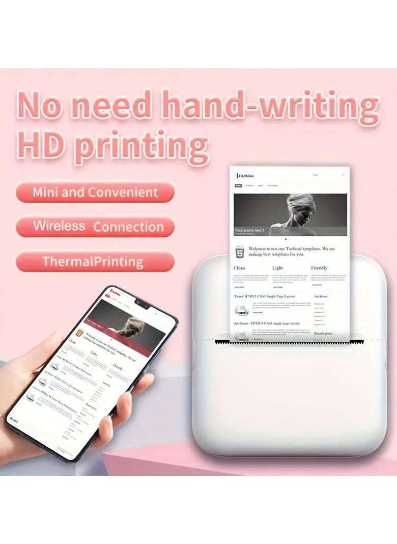 Generic - A Small Portable Wireless Thermal Printer That Does Not Require Lnk It Is Rechargeable It Pairs Wirelessly Via Bluetooth With Mobile Phones Tablets And Laptops To Print Your Own Photos Stickers Small Notes Thank You Cards Barcode Scans Or Websites Easy To Use And Portable In The Pocket Color The Image Is Black And White Not In Color And The Special Paper For The Printer Is Thermal Paper (There Is Adhesive Or Transparent Adhesive Paper Or Colored Thermal Paper That Is Sold Separately And is Not Included With The Printer) The Color Of The Printer Is White - Image 1